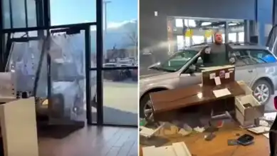 Öfkeli Müşteri, Galerinin Camına Aracıyla Daldı!