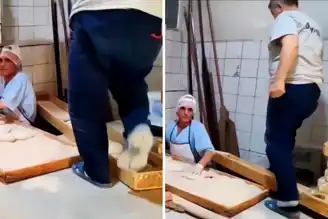 Çan'da Fırın Hijyen Skandalı! Terlikle Hamur Tezgahında!